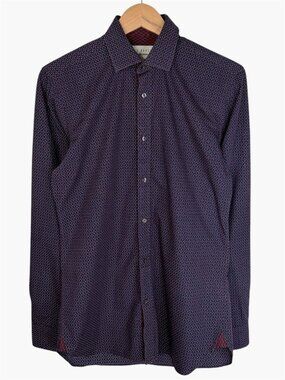 TED BAKER Endurance Button up Shirt - Navy Blue/Purple/White - Size  14.5 34/35
